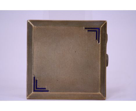 An Art Deco silver and blue enamel cigarette case, Birmingham 1933, 8.5cm x 8.5cm