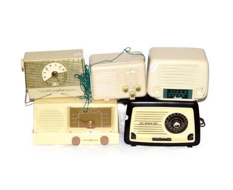 An Aircastle 172 (Rarer Ivory Version) Two Band Wireless Receiver, finished in cream with green dial; a Tesla 315A three band