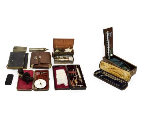 Various Medical Instruments including blood pressure gauge, ENT mirror, scales, dental tools and others 