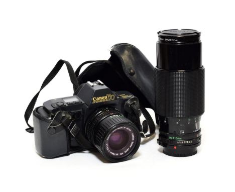 Canon T70 Camera with FD lenses: f4 70-210mm and f3.5-4.5 35-70mm