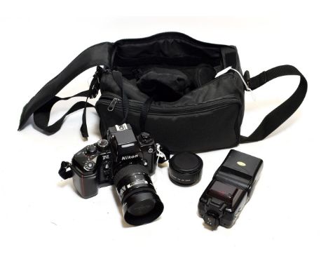 Nikon F4 Camera no.2407789 with Nikkor AF f3.5-4.5 35-105mm lens and a few other items in soft case