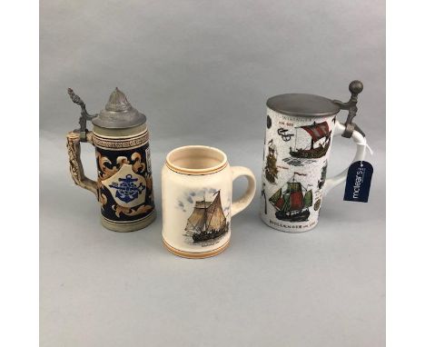 BLACK STAR LINE TANKARD, along with various others, including German ceramic tankards