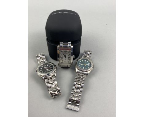 GENTLEMAN'S EMPORIO ARMANI WRIST WATCH, in box, along with a collection of gentleman's watches including Citizen, Sekonda, Li