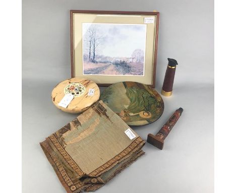 FRAMED PRINT, along with other items including a Solus handheld telescope, decorative plate and other items
