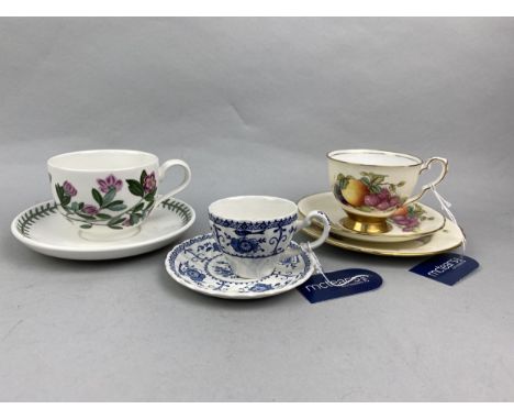 ROYAL STAFFORD 'HARVEST' PART TEA SERVICE, with fruit and gilt decoration, along with other ceramics including three blue and