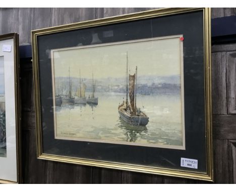 LOT OF PICTURES AND PRINTS, each mounted, framed and under glass (5)