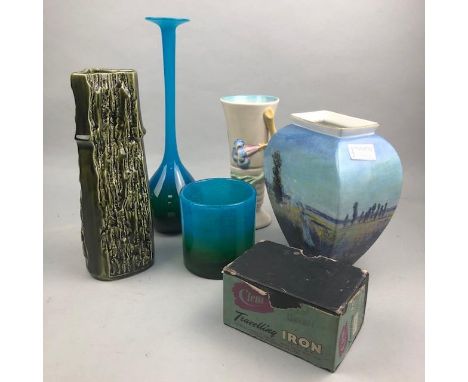 ARTHUR WOOD BRACKEN VASE, 22cm high, along with a Clarice Cliff vase, Goebel Claude Monet vase, Ekenas Swedish glass vase and