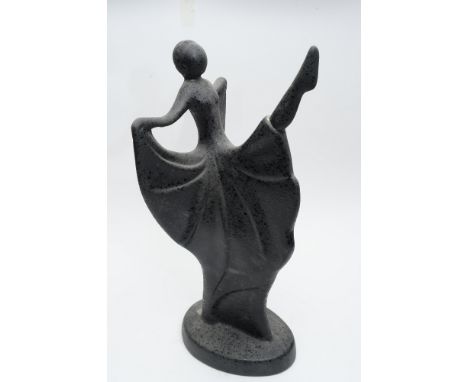 Ballet dancer statue in black ceramic. Height approx 47cm 