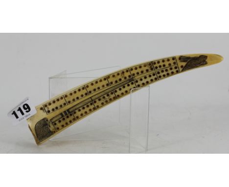 A 19th centruy marine ivory skrimshaw Cribbage board 