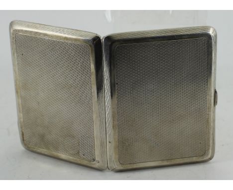 Silver hallmarked cigarette case with engine turned decoration. 154g 