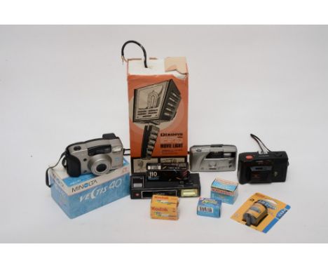 4 x assorted film cameras, dixons brilliant 1000 iq movie light boxed 