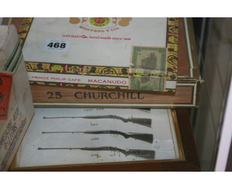 A QUANTITY OF VINTAGE CIGARS AND A PURDEY DOUBLE RIFLES PRINT