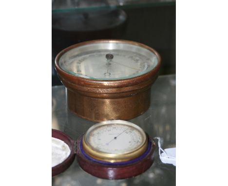 A LARGE LATE VICTORIAN GILT BRASS CASED COMPENSATED POCKET BAROMETER TOGETHER WITH A SHORT & MASON ANEROID WALL BAROMETER