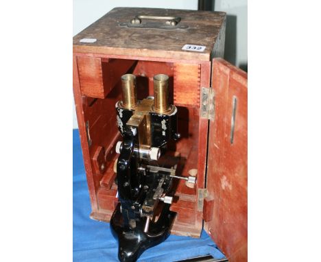 A VINTAGE BINOCULAR MICROSCOPE