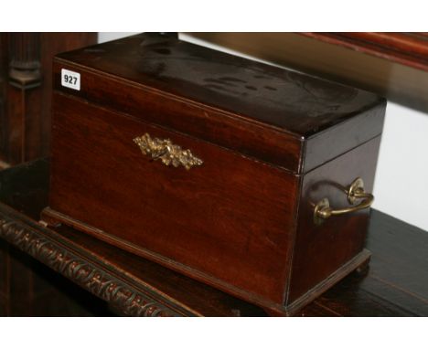 A RARE GEO.III.MAHOGANY LARGE TEA CADDY WITH ORIGINAL PEWTER LIDDED LINERS