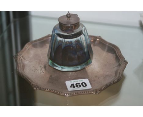A HALLMARKED SILVER INKWELL