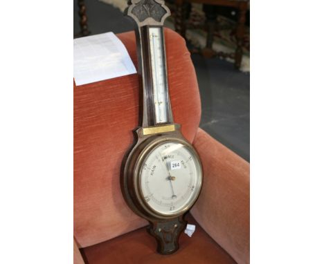 A 1920'S OAK CASED ANEROID BAROMETER