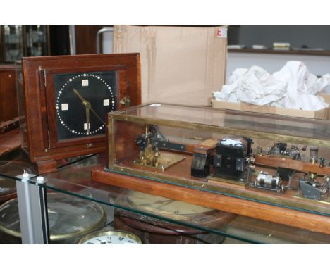 AN UNUSUAL SCRATCH BUILT ELECTRONIC PULSE MASTER CLOCK WITH SLAVE NAMED BY MAKER RECYCLIT COMPLETE WITH HAND WRITTEN SERVICE 