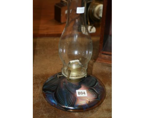 A LUSTRE GLASS OIL LAMP