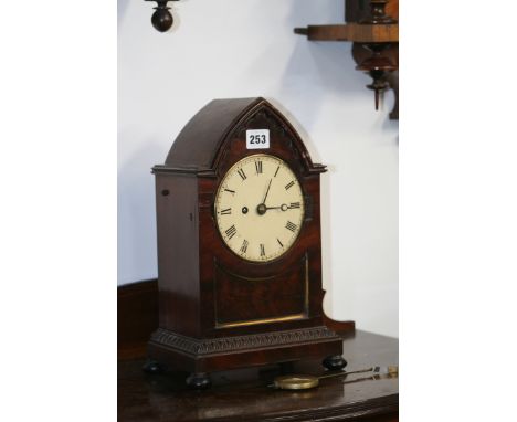 A REGENCY MAHOGANY BRACKET CLOCK WITH SINGLE FUSEE MOVEMENT
