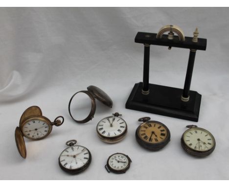 A William IV silver pair cased open faced pocket watch, the white enamel dial with Roman numerals, the back plate inscribed J