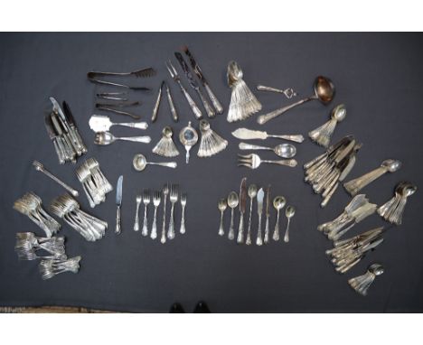 A Peruvian Camusso silver flatware service, comprising twelve fish forks, twelve fish knives, twelve seafood forks, twelve ca