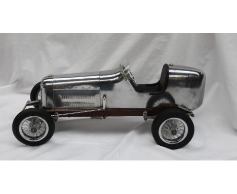 A Bantam midget, crafted in aluminium, with  replica engine, 48cm long