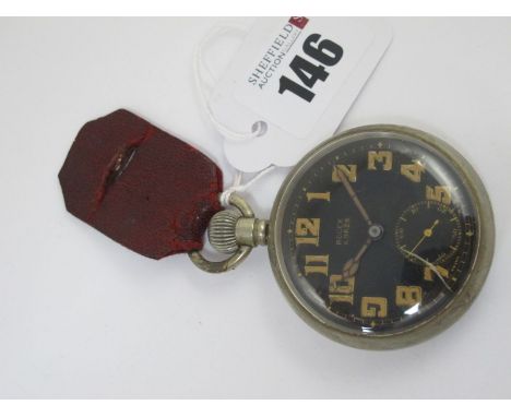 Rolex; A G.S. MK. II Military Openface Pocketwatch, the signed and numbered "A.9628" black dial with Arabic numerals and seco