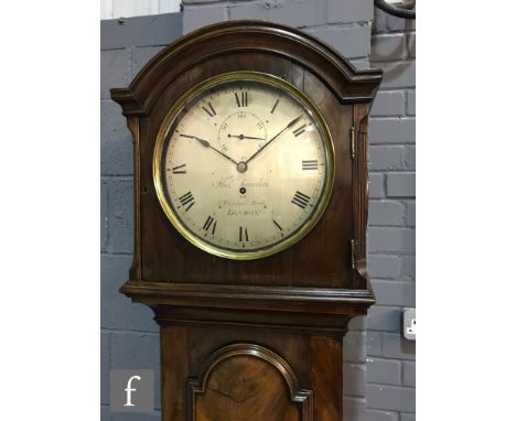 Amended description - An early 19th Century mahogany longcase clock with a thirty hour movement, the 12 inch silvered dial of