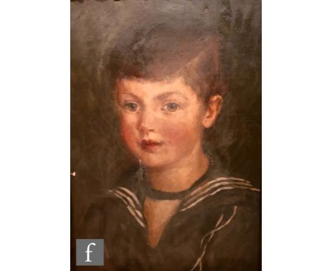 ENGLISH SCHOOL (LATE 19TH CENTURY) - Portrait of a little boy wearing sailor's  costume, oil on canvas, framed, 41cm x 31cm, 