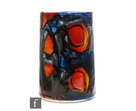 A Poole Pottery Delphis shape 83 vase decorated with an abstract design in bright glazes, printed mark, height 15cm. 