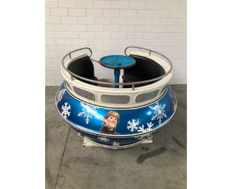 L'Autopede carousel UFO, white and blue colors with French Disney "Frozen (La Reine des neiges)" print. Size: 80 x 110 x 110 