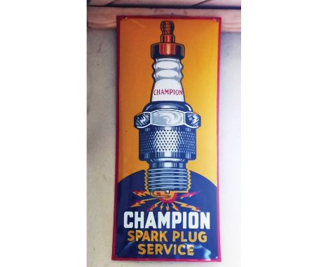 Champion Spark Plug Service enamel sign in excellent condition with great gloss. Size: 70 x 30 cm. Condition: Excellent.
