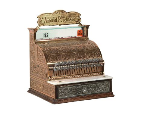 This is a National Cash Register Model 247 in fully restored condition with replaced top sign. Comes without keys. Size: 56 x