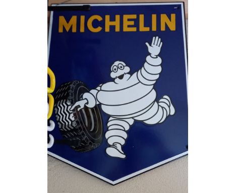 Blue Michelin Man enamel sign in excellent condition with great gloss. Size: 49 x 40 cm. Condition: Excellent.