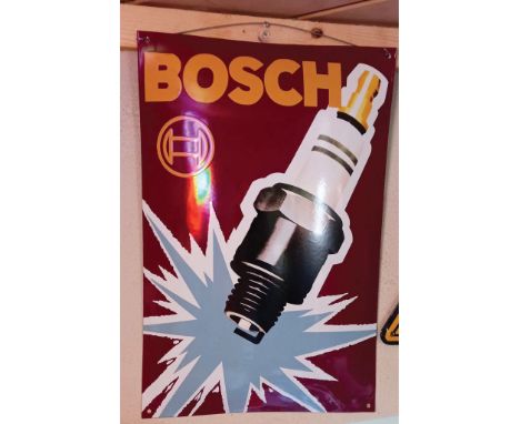 Bosch sparkplug enamel sign in excellent condition with great gloss. Size: 60 x 42 cm. Condition: Excellent.