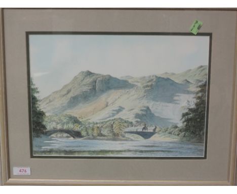 A watercolour, R W Lamb, Grange over Borrowdale, signed, 24 x 34cm, plus frame and glazed