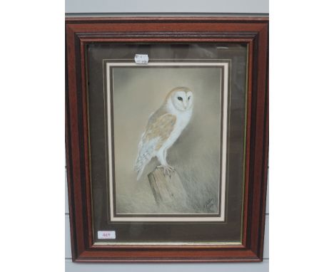 A pastel sketch, R Fletcher, barn owl, signed and dated 1996, 29 x 20cm, plus frame and glazed