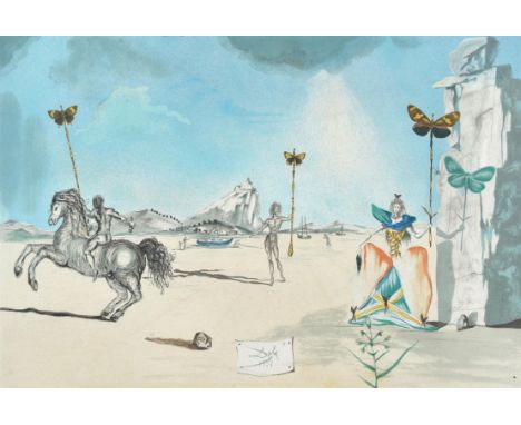 Salvador Dali (Spanish 1904-1989), Fantastic landscape, colour lithograph, signed lower right, numbered 195/300 lower left, 4