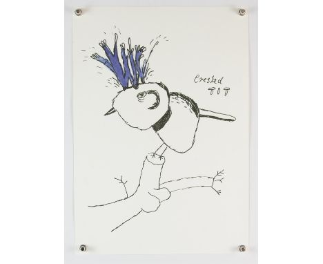 Vic Reeves (British, b. 1959), 'Crested Tit', lithograph in colours, unsigned, bearing Sky Editions blind stamp, 42 x 29.5cm.