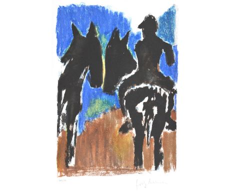 Josef Herman OBE RA, (Polish/British 1911-2000), Horses, colour lithograph, signed lower right, numbered 104/150 lower left, 
