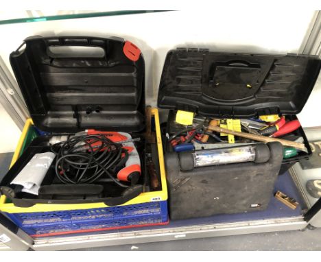 VARIOUS HAND TOOLS, BLACK AND DECKER POWER DRILL, ETC