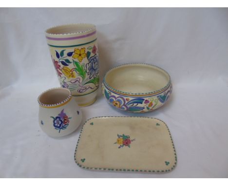 4 Pieces of early Poole pottery to include examples with impressed marks
