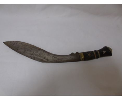 Kukri and vintage knife and sheath with inlay handle