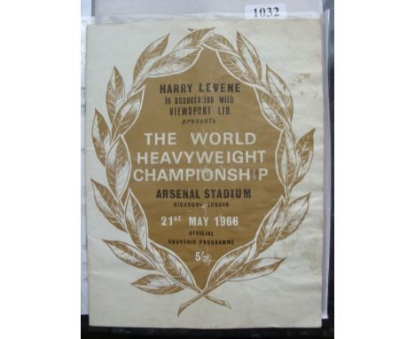 1966 Boxing, Muhammad Ali v Henry Cooper, a programme from the fight for the World Heavyweight Championship, held at Arsenal 