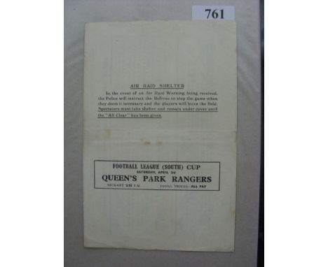 1942/43 British Army v United States Army, a programme form the Inter Allied Cup game played at Southampton 27/03/1943