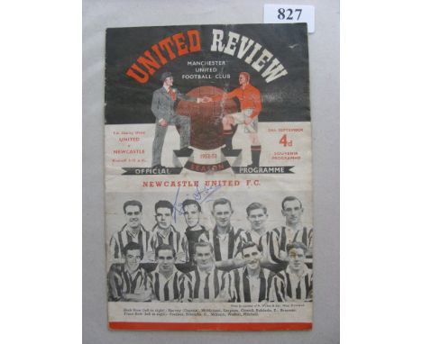 1952 FA Charity Shield, Manchester Utd v Newcastle Utd, a programme from the game played on 24/09/1952, creased, Ron Simpson 