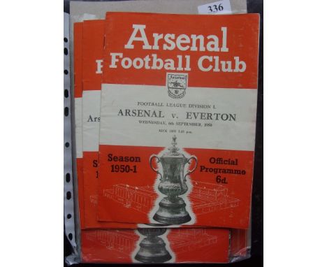 Arsenal, a collection of 39 home programmes, 1950/51 to 1952/53, the season split is 1950/51 (7), 1951/52 (16), 1952/53 (16)