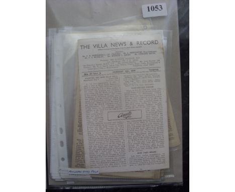 1947/48 Aston Villa, a collection of 24 home programmes, including the FA Cup tie against Manchester Utd, and the friendlies 