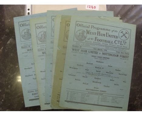1944/45 West Ham Utd, a collection of 8 home programmes in various condition, Aston Villa, Arsenal (FAC), Charlton, Portsmout